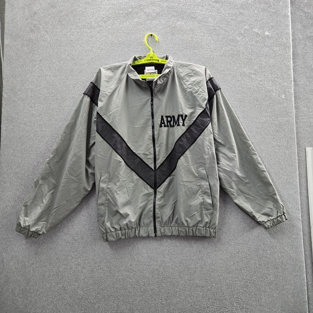 SILKCRAFT Men Jacket L Gray Nylon Embroidered Army Spellout IPFU